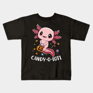 Funny Axolotl Candyoltol Halloween Candy Kids T-Shirt